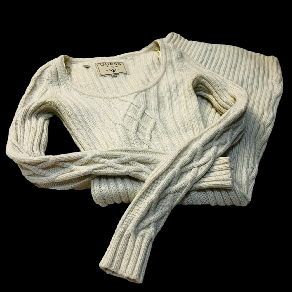 GUESS Sweater Dress - Mini - Knit - Cream - Long Sleeve - Rabbit Hair - XS Women